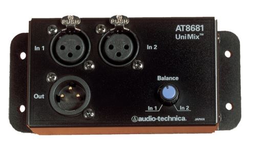 Audio-Technica AT8681 - UniMix® pro sloučení 2 mikrofonů do jediného výstupu s nastavením vzájemného poměru